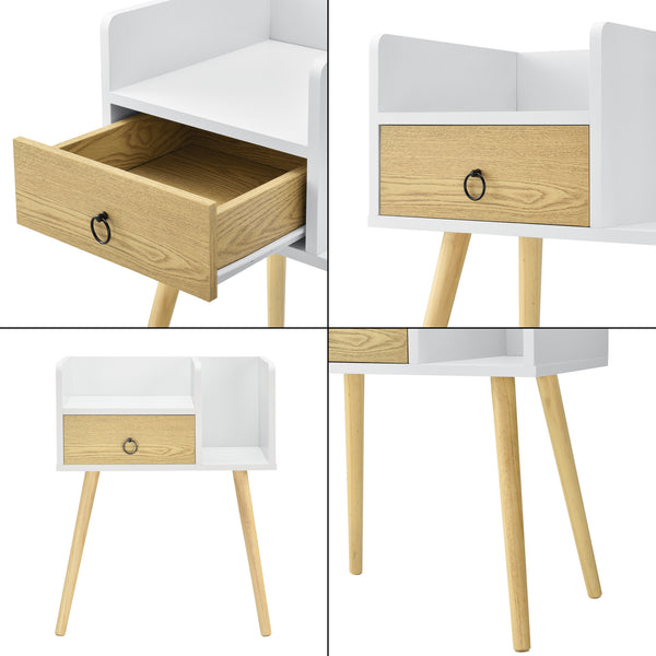Moderne nachtkastje Lucia 64x50x36 cm met 1 lade en 2 open vakken - verschillende kleuren