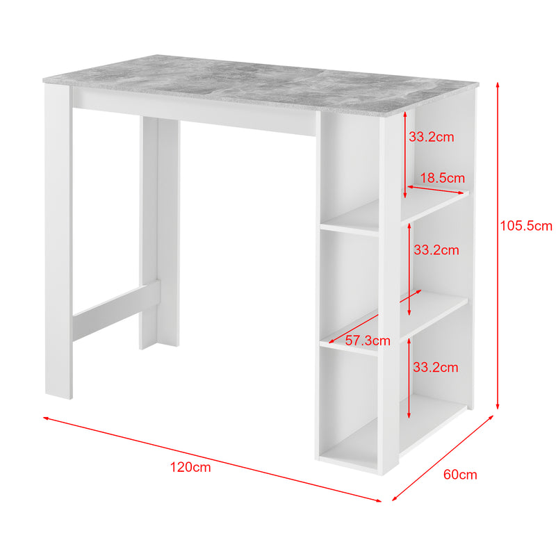Maatschets Bartafel Danderyd met 3 planken 120x60x105,5 cm [en.casa]