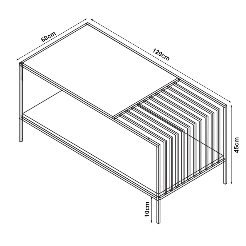 Maatschets Salontafel Pärghos rechthoekig met glazen blad en opbergruimte [en.casa]