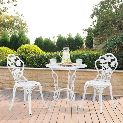 Bistroset balkonset gietijzer tuintafel met twee tuinstoelen - 3 varianten