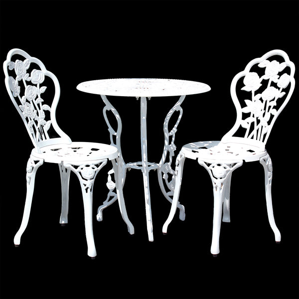 Bistroset balkonset gietijzer tuintafel met twee tuinstoelen - 3 varianten