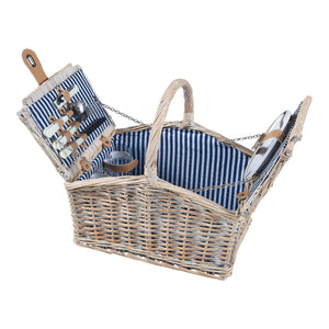 Picknickmand Lumparland incl. inhoud naturel wit en blauw casa.pro