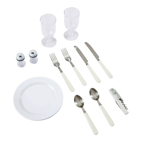 Picknickmand Lumparland incl. inhoud naturel wit en blauw casa.pro