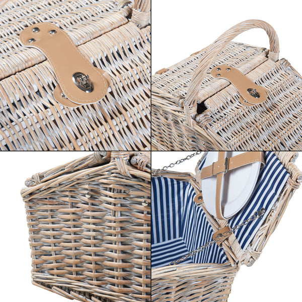 Picknickmand Lumparland incl. inhoud naturel wit en blauw casa.pro
