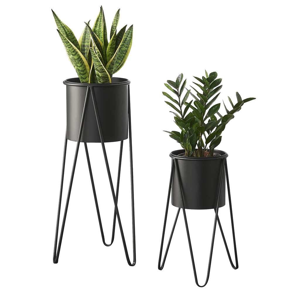 Plantenstandaard Hedera in set van 2 metaal zwart [en.casa] - premiumXL