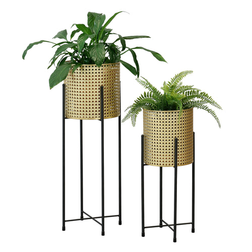 Blumentopf Ständer Mol 2 - tlg. Zwart - Goudkleurig en.casa - premiumXL
