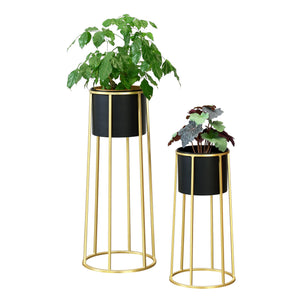 Blumentopf Ständer Macon 2 - tlg. Zwart - Goudkleurig en.casa - premiumXL
