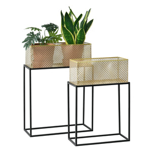 Blumenständer Anderlues 2er Set Zwart/Messingkleurig en.casa - premiumXL