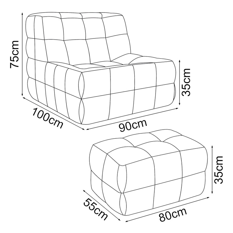 Maatschets Fauteuil met voetenbank Koskyvn [en.casa]