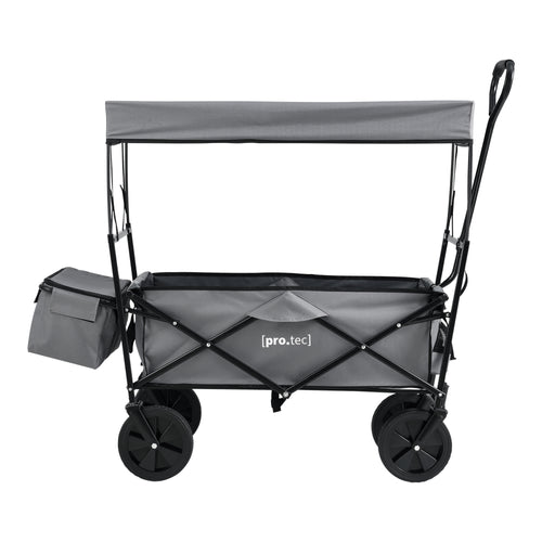 Bolderkar 104x52x117 cm met dak en zakken zwart en grijs