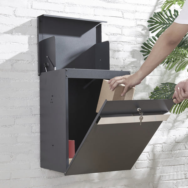 [en.casa] Brievenbus Sønderborg 58x44x35 cm antraciet - 2 varianten