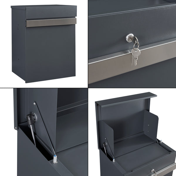 [en.casa] Brievenbus Sønderborg 58x44x35 cm antraciet - 2 varianten