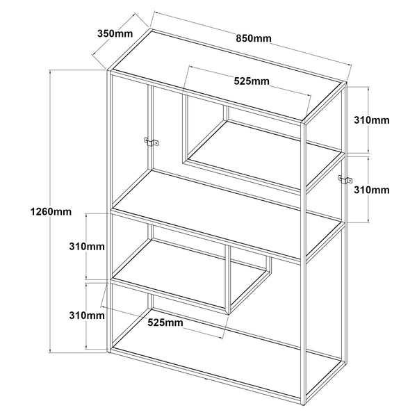 Boekenkast Sievi schap 126x85x35 cm [en.casa]