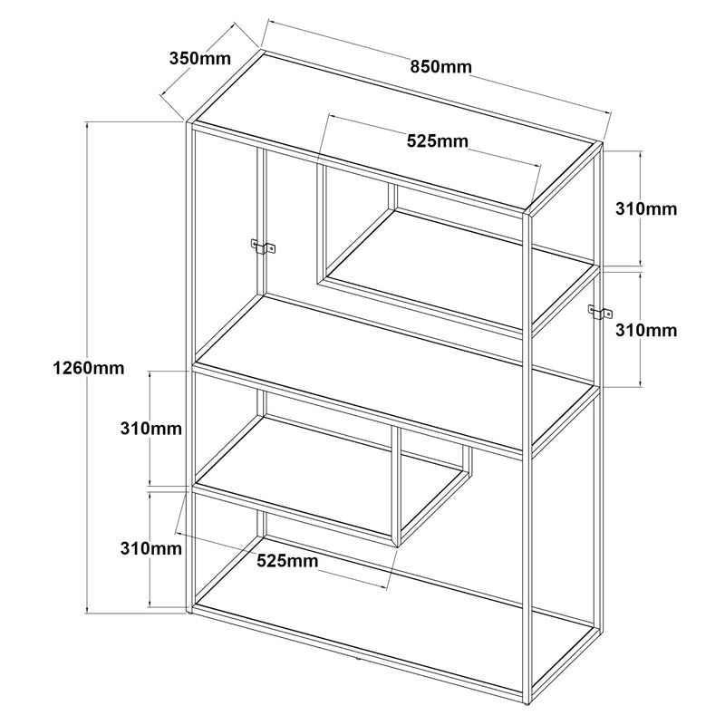 Maatschets Boekenkast Sievi schap 126x85x35 cm [en.casa]