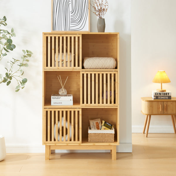 Boekenkast Ypäjä schap bamboe naturel [en.casa]
