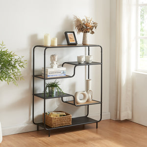 Standregal Kristiansand 101x80x30 cm Zwart/Eiken - Optiek [en.casa] - premiumXL