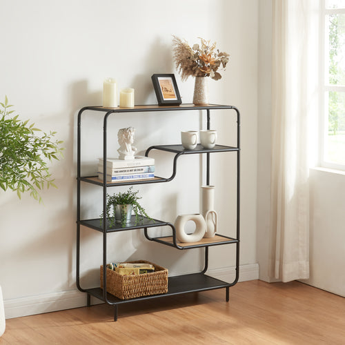 Standregal Kristiansand 101x80x30 cm Zwart/Eiken - Optiek [en.casa] - premiumXL