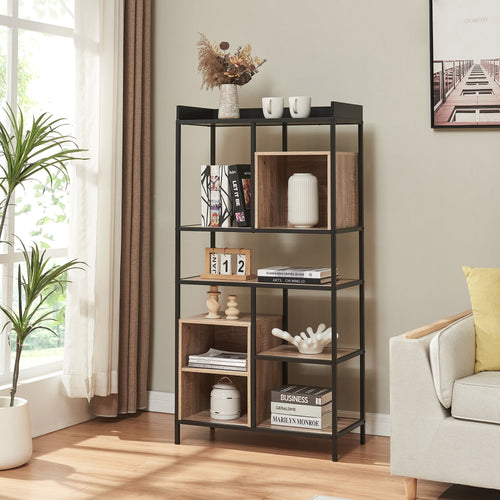 Standregal Belana 137x70x33 cm Zwart/Eikenlook [en.casa] - premiumXL