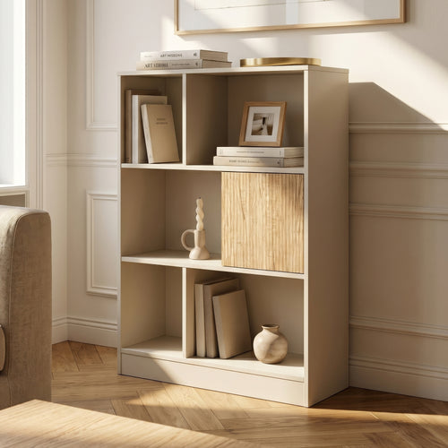 Boekenkast Karena 112x70x30 cm Crèmewit/Eikenlook [en.casa]