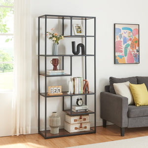 Boekenkast Østre 180x83x34 cm Zwart/Walnootlook [en.casa] - premiumXL