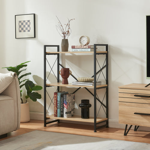 Boekenkast Skørping eikenkleurig en zwart [en.casa]