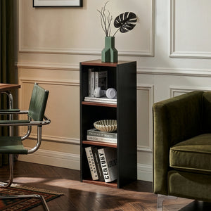Boekenkast 'Trond' met 3 open vakken 80 x 30 x 23 cm Zwart/walnootlook