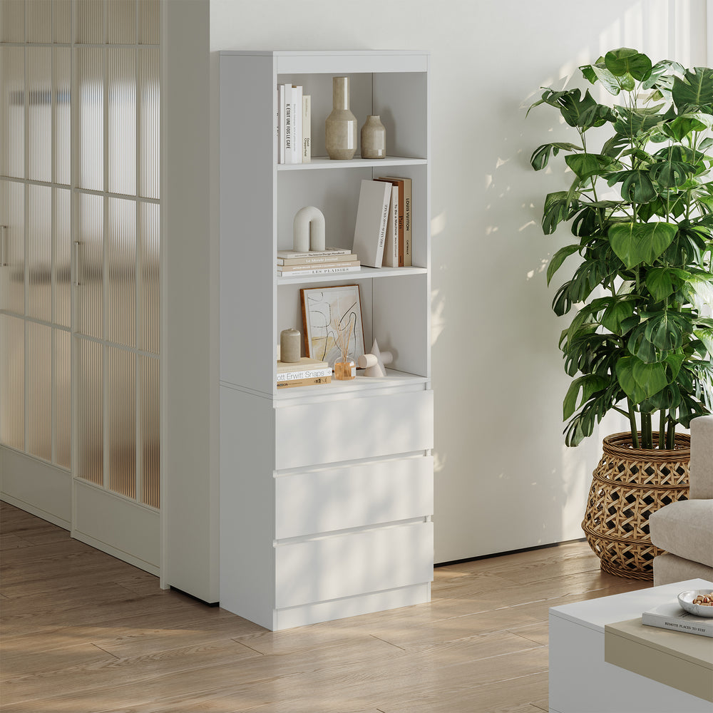 Boekenkast Les met 3 lades 180x60x35 cm Wit [en.casa] - premiumXL