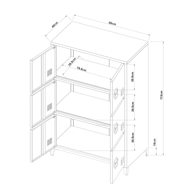 Maatschets [en.casa] Bureaukast Hamina 113x80x40 cm staal - 2 varianten