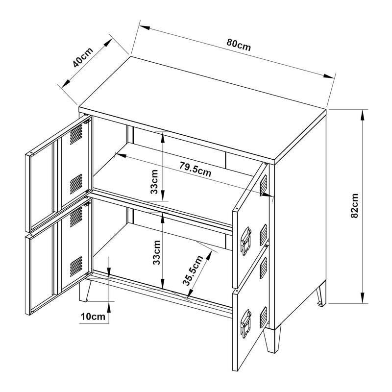 Maatschets [en.casa] Bureaukast Hamina archiefkast 82x80x40 cm - 2 varianten