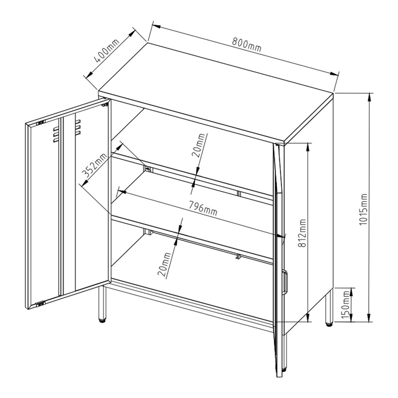Maatschets Opbergkast Pyhäranta metaal 101,5x80x40 cm [en.casa]