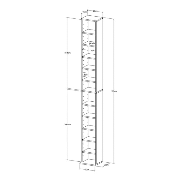 CD DVD kast Tynset vakkenkast met 12 vakken 175x20x20 cm [en.casa]