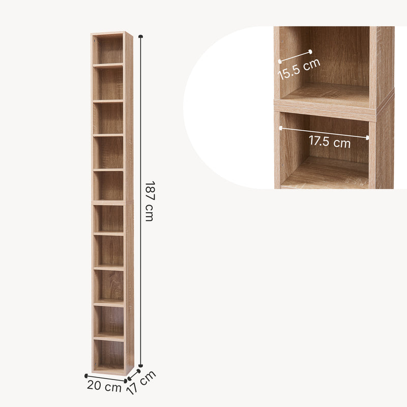 Maatschets CD rek Tynset met 10 open vakken 187x20x17 cm [en.casa]