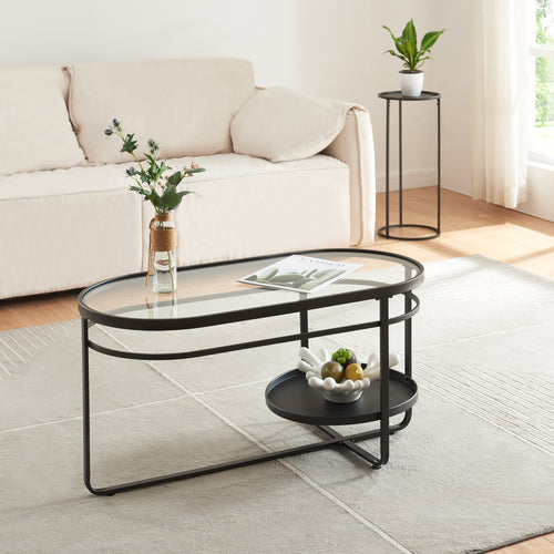 Salontafel Kumla met glazen blad [en.casa] - premiumXL