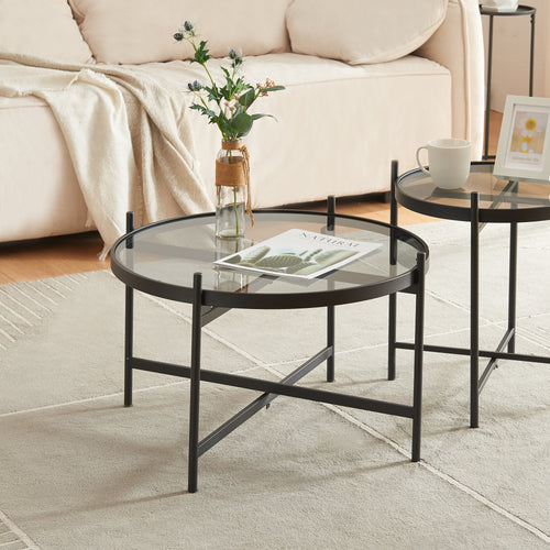 Salontafel Lier met glazen blad [en.casa] - premiumXL