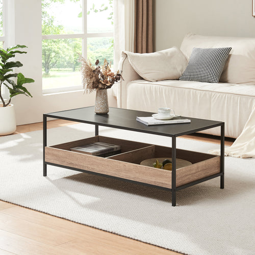 Salontafel Belana 100x48x39 cm Zwart/Eikenlook [en.casa] - premiumXL