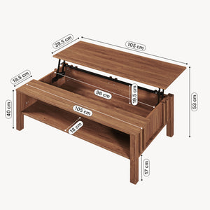 Salontafel Kilmandar met liftfunctie 105x59x40/53 cm walnootlook [en.casa]
