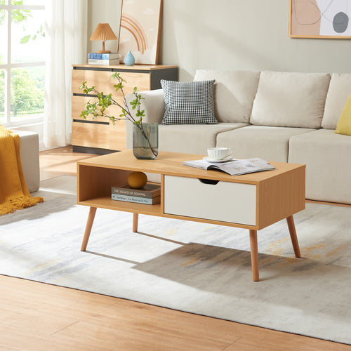 Salontafel Bordkak 100x48x45 cm eikenkleurig en wit [en.casa]