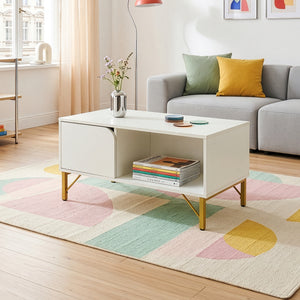 Salontafel Reyri 80x45x42 cm Wit/Goudkleurig