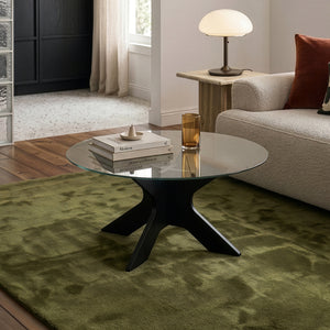 Salontafel Imi met glazen blad Ø70x35 cm Zwart/Grijs [en.casa]