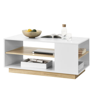 Salontafel Trelleborg 100x60x46 cm met 2 planken Wit/Eik en.casa - premiumXL