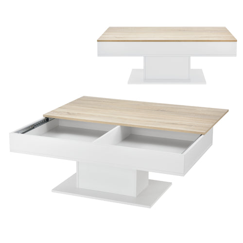 Salontafel Lünen 40x110x60cm met 2 opbergvakken Eikenlook Wit en.casa - premiumXL