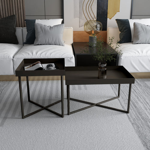 Tischset Heinola Couchtische im 2er Set Stahl Schwarz [en.casa] - premiumXL