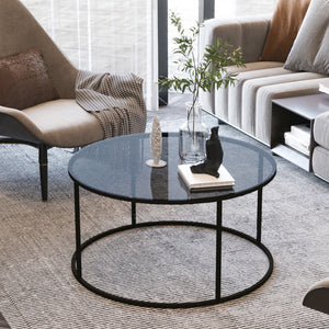 Salontafel Kolari 45 x Ø80 cm Zwart/Transparant div. kleuren [en.casa] - premiumXL