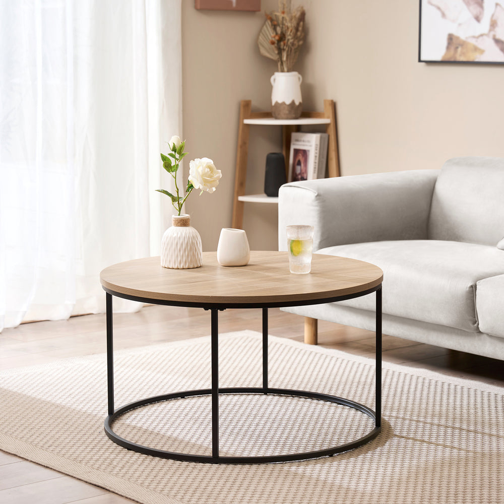 Salontafel Kuhmoinen 45xØ80 cm Zwart [en.casa] - premiumXL