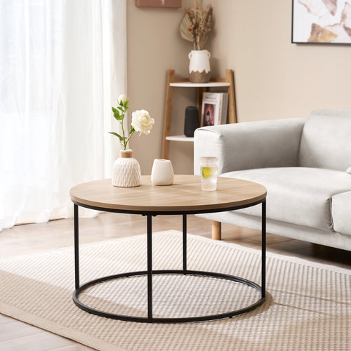 Salontafel Kuhmoinen 45xØ80 cm Zwart [en.casa] - premiumXL