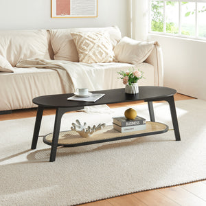 Salontafel Taivalkoski 120x43x40 cm Zwart/Rotanlook [en.casa] - premiumXL