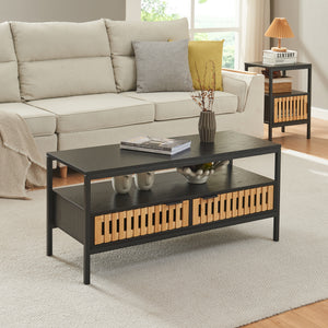 Salontafel Luniehti 100x40x48 cm Zwart/Natuur [en.casa] - premiumXL
