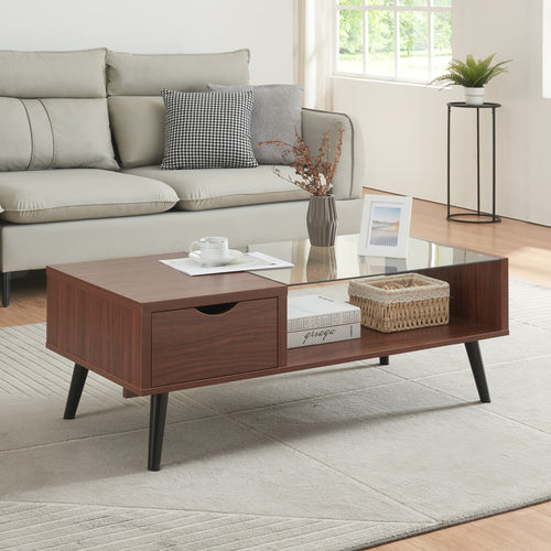 [en.casa] Salontafel Markaryd 110x50x40 cm walnootkleurig