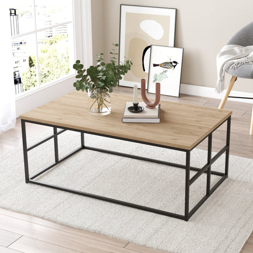 Salontafel Velendi 100x60x40 cm Eikenlook/Zwart [en.casa] - premiumXL
