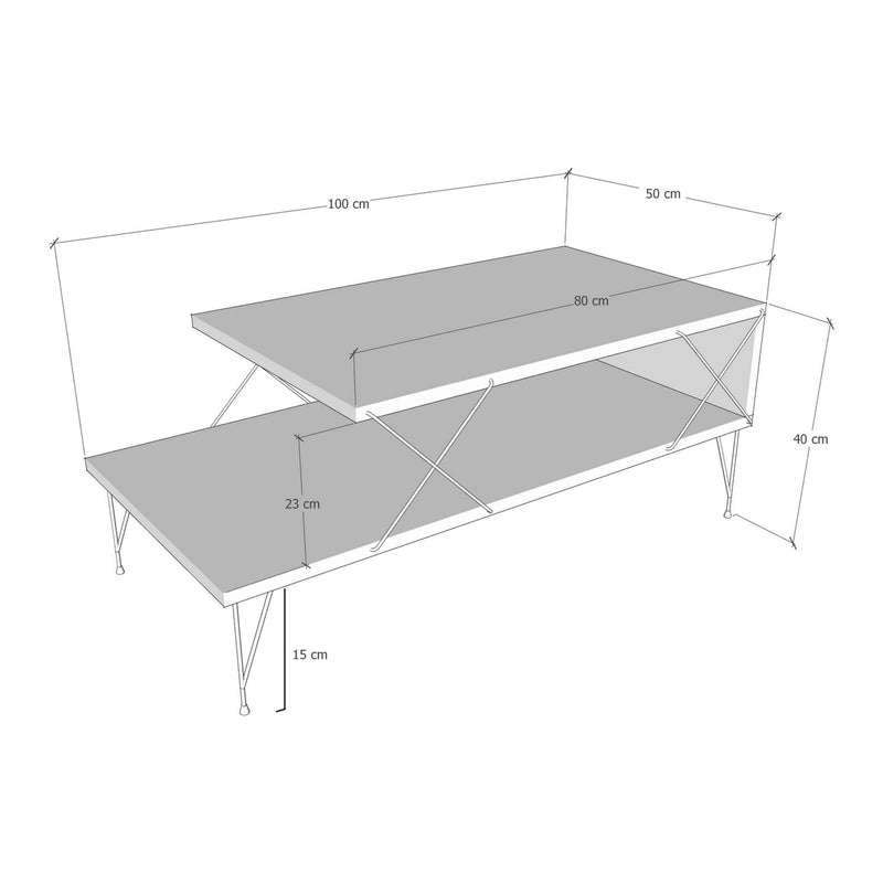 Maatschets [en.casa] Salontafel Asker 100x50x40 cm - 3 varianten